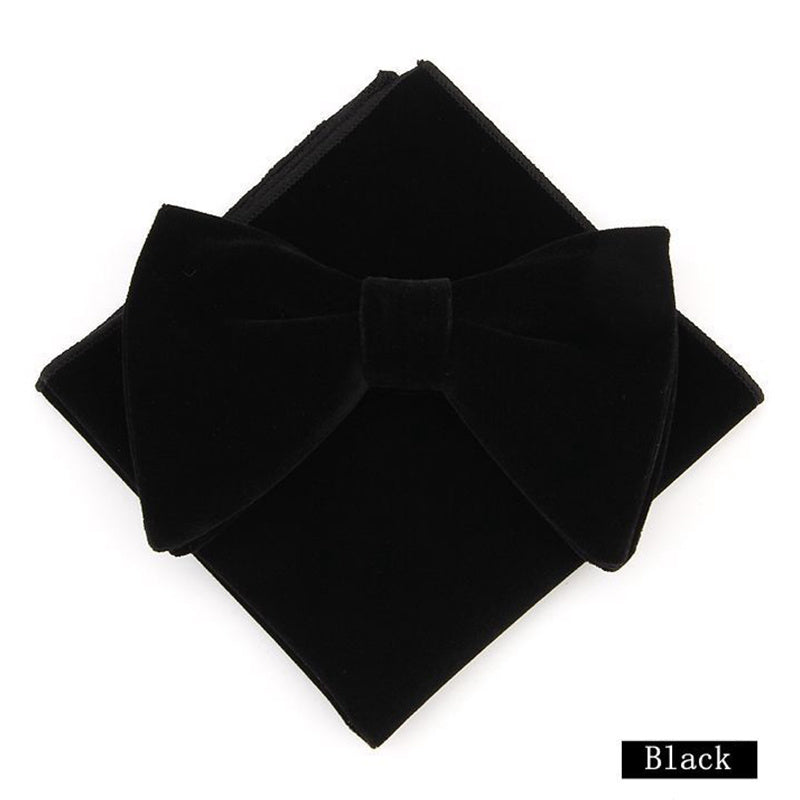 Men's Velvet Bowtie & Pocket Square Set for Wedding/Formal Event