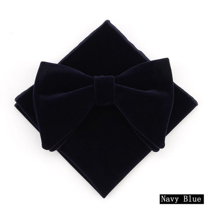 Men's Velvet Bowtie & Pocket Square Set for Wedding/Formal Event