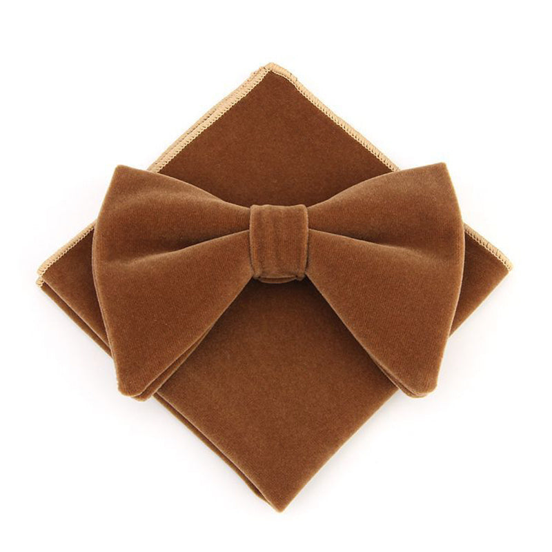 Men's Velvet Bowtie & Pocket Square Set for Wedding/Formal Event