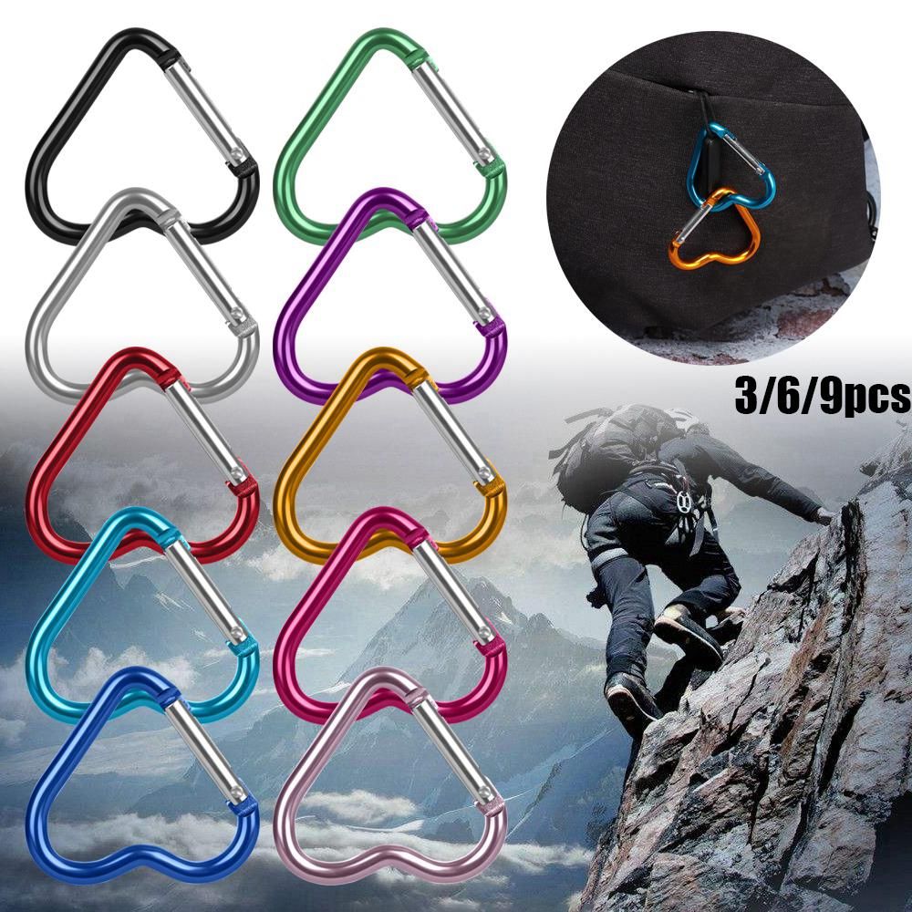 3pcs Heart-Shaped Carabiner Keychain for Outdoor Adventures