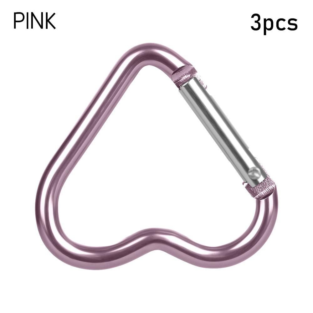 3pcs Heart-Shaped Carabiner Keychain for Outdoor Adventures
