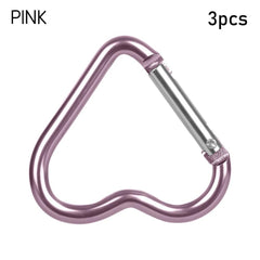 3pcs Heart-Shaped Carabiner Keychain for Outdoor Adventures
