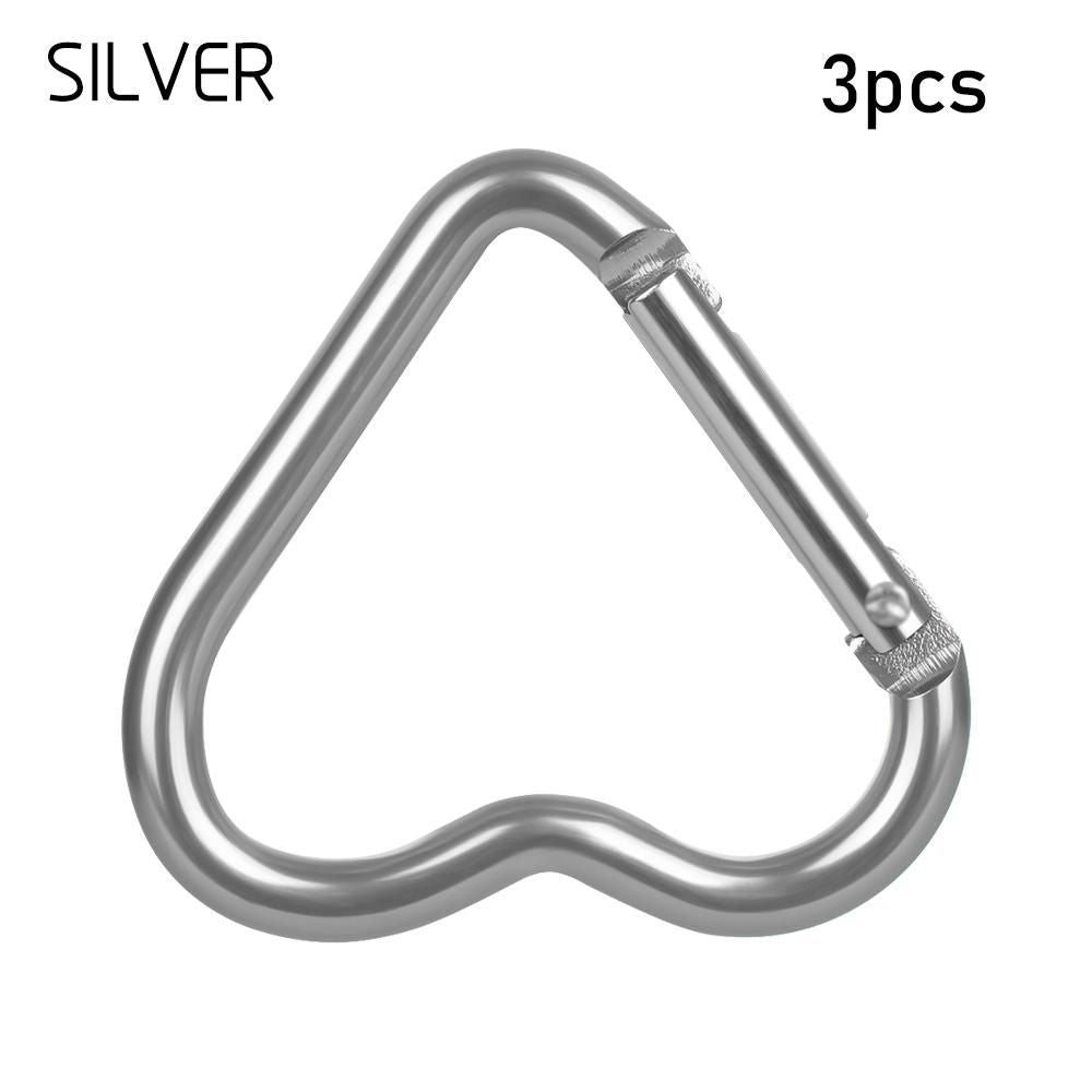 3pcs Heart-Shaped Carabiner Keychain for Outdoor Adventures