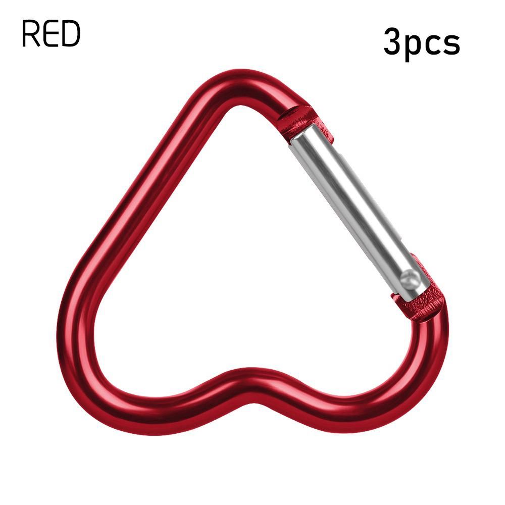3pcs Heart-Shaped Carabiner Keychain for Outdoor Adventures