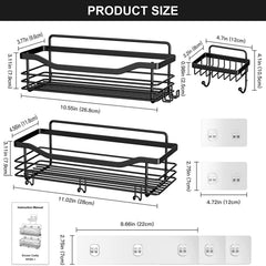 Adhesive Shower Caddy Shelf Hooks Organizer Storage Rack Wall Mounted