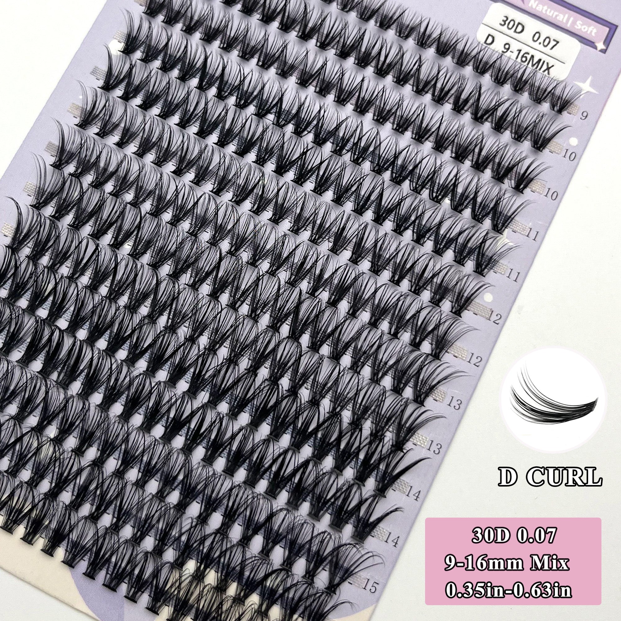 280pcs D Curl Cluster Lashes 9-16mm Mix 30-40D Individual Lashes