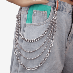 Metal Layered Chain Keychain Punk Wallet Jeans Pants Belt Pocket Chain for Men