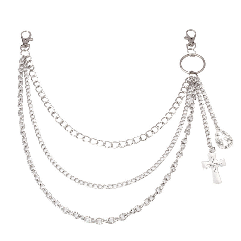 Alloy Cross Pendant Chain Hip Hop Accessory for Men