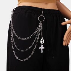 Alloy Cross Pendant Chain Hip Hop Accessory for Men