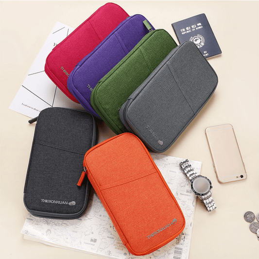 Solid Portable Clutch Bag Zipper Credit Card Wallet