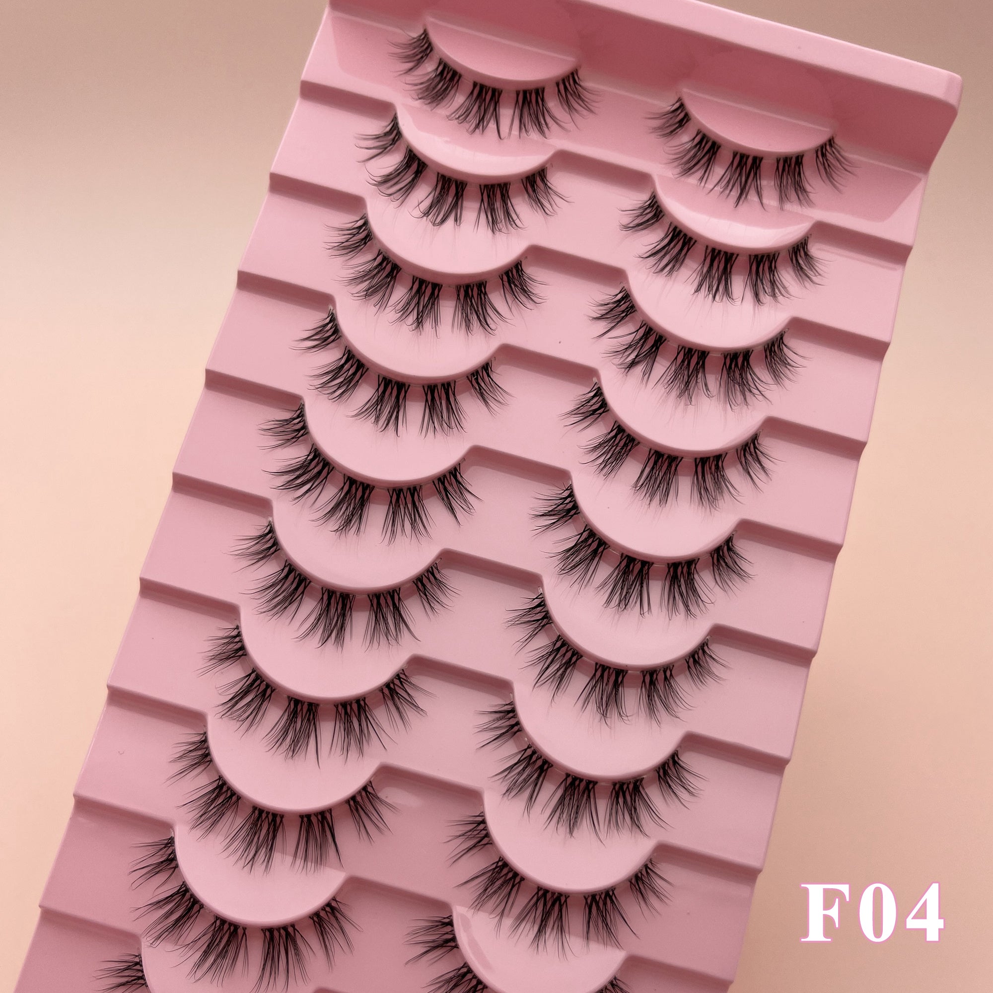 10 Pairs Wispy Fox Eye Short Lashes Clear Band DIY Cluster Strip Extensions