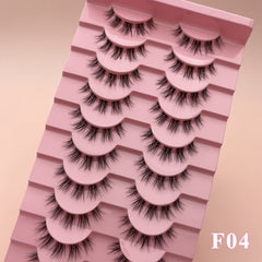 10 Pairs Wispy Fox Eye Short Lashes Clear Band DIY Cluster Strip Extensions