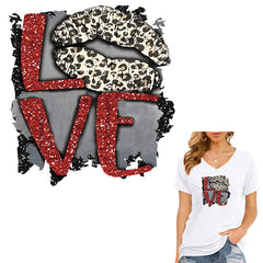 Leopard Print Lip Stickers Hot Stamping Iron On Patches For DIY Clothing