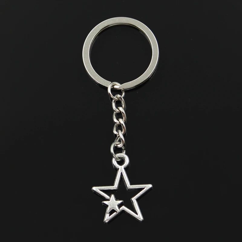 Star Pentagram Pendants Keychain Metal Key Ring Jewelry Car Key Chain