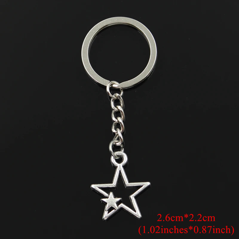 Star Pentagram Pendants Keychain Metal Key Ring Jewelry Car Key Chain
