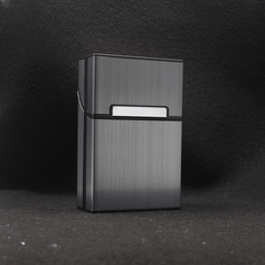 Brushed Aluminum Cigarette Box 20 Capacity Plastic Metal Men's Cigarette Box