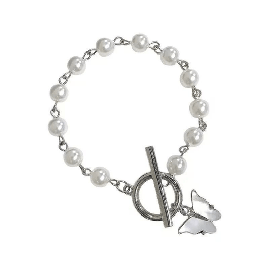 Y2K Butterfly Pendant Pearl Bracelet Decorative Accessories