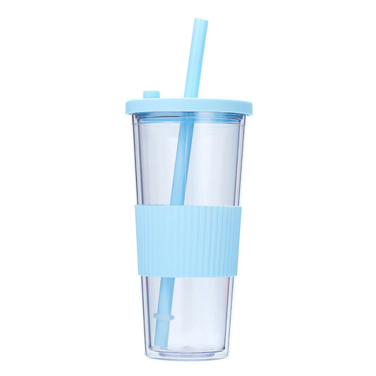 710ml Portable Plastic Cup with Straw Ideal for Outdoor Sports and Activities