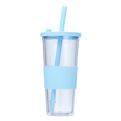 710ml Portable Plastic Cup with Straw Ideal for Outdoor Sports and Activities
