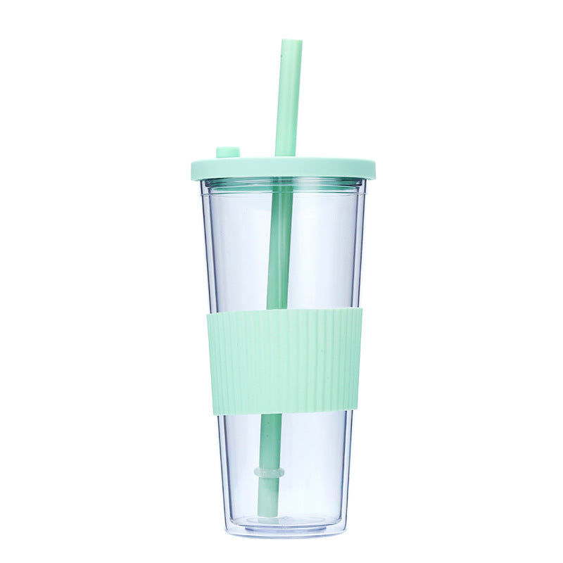 710ml Portable Plastic Cup with Straw Ideal for Outdoor Sports and Activities