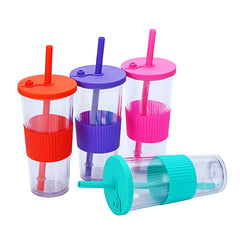 710ml Portable Plastic Cup with Straw Ideal for Outdoor Sports and Activities