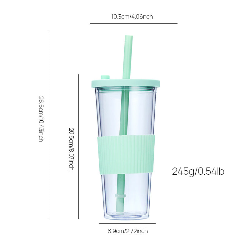710ml Portable Plastic Cup with Straw Ideal for Outdoor Sports and Activities