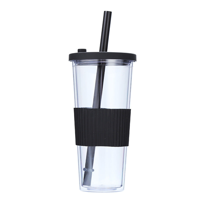 710ml Portable Plastic Cup with Straw Ideal for Outdoor Sports and Activities