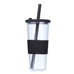 710ml Portable Plastic Cup with Straw Ideal for Outdoor Sports and Activities