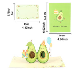 3D Pop Up Happy Birthday Avocado Greeting Card for Party Mother's Father's