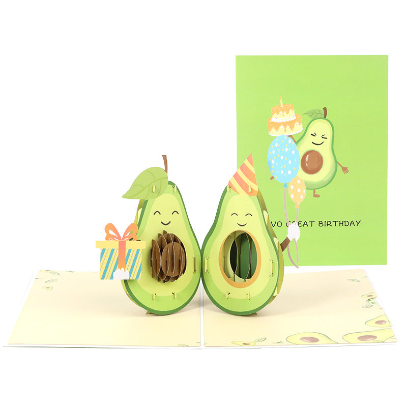 3D Pop Up Happy Birthday Avocado Greeting Card for Party Mother's Father's