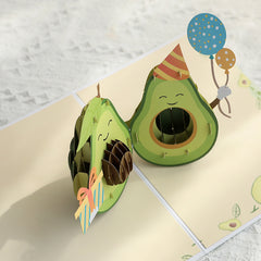 3D Pop Up Happy Birthday Avocado Greeting Card for Party Mother's Father's