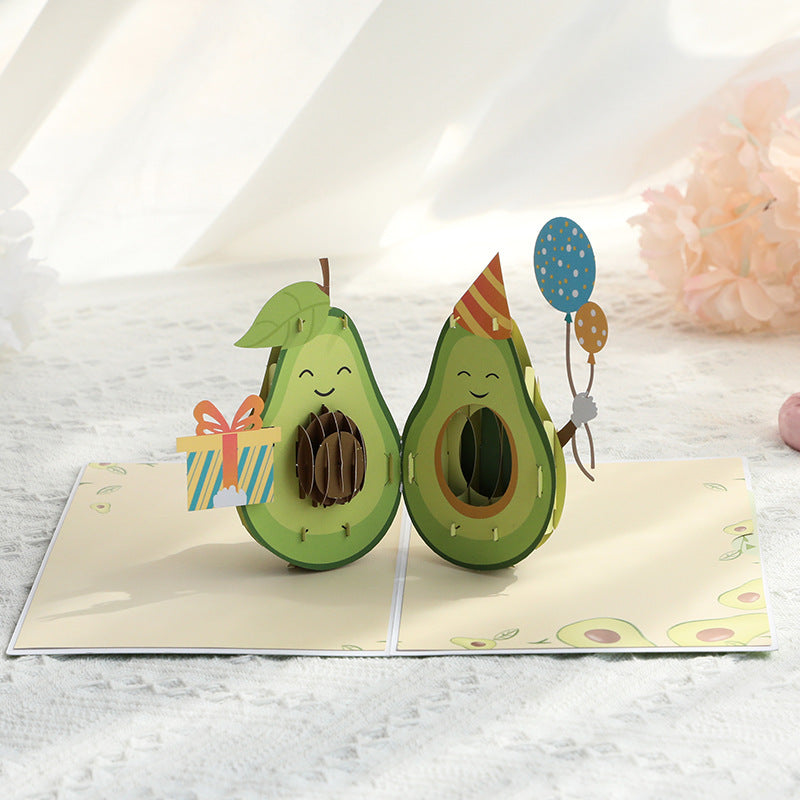 3D Pop Up Happy Birthday Avocado Greeting Card for Party Mother's Father's