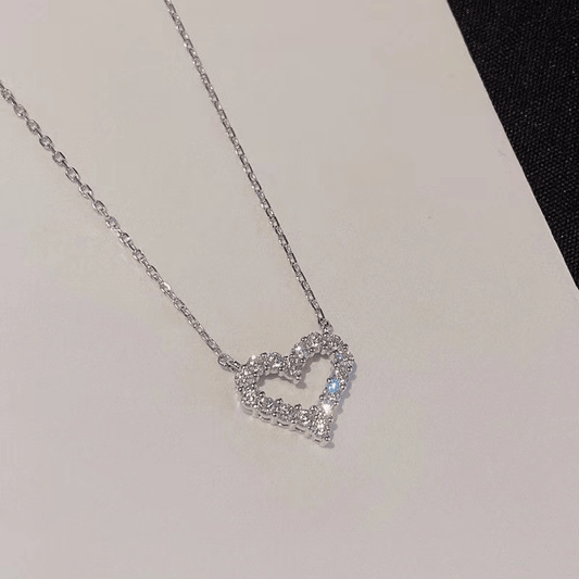 Heart Pendant Necklace Faux Diamond Collar Chain Necklace for Girl Daughter