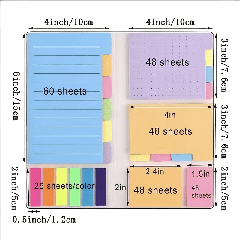 Sticky Notes Set Sticky Notes Tabs Divider Sticky Notes School Supplies Office