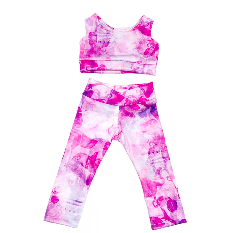 Butterfly Pattern Yoga Suit Doll Clothes Set for 45-72 cm Girl Dolls