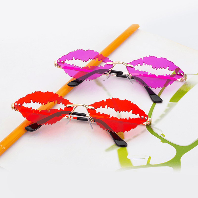Y2K Irregular Lip Sunglasses Funny Hollow Party Club Sun Shades