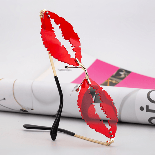 Y2K Irregular Lip Sunglasses Funny Hollow Party Club Sun Shades
