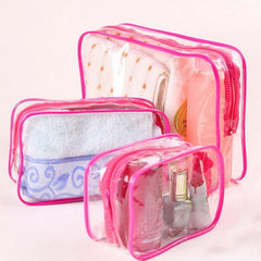 3Pcs Clear Toiletry Bags Waterproof Travel Storage Bag