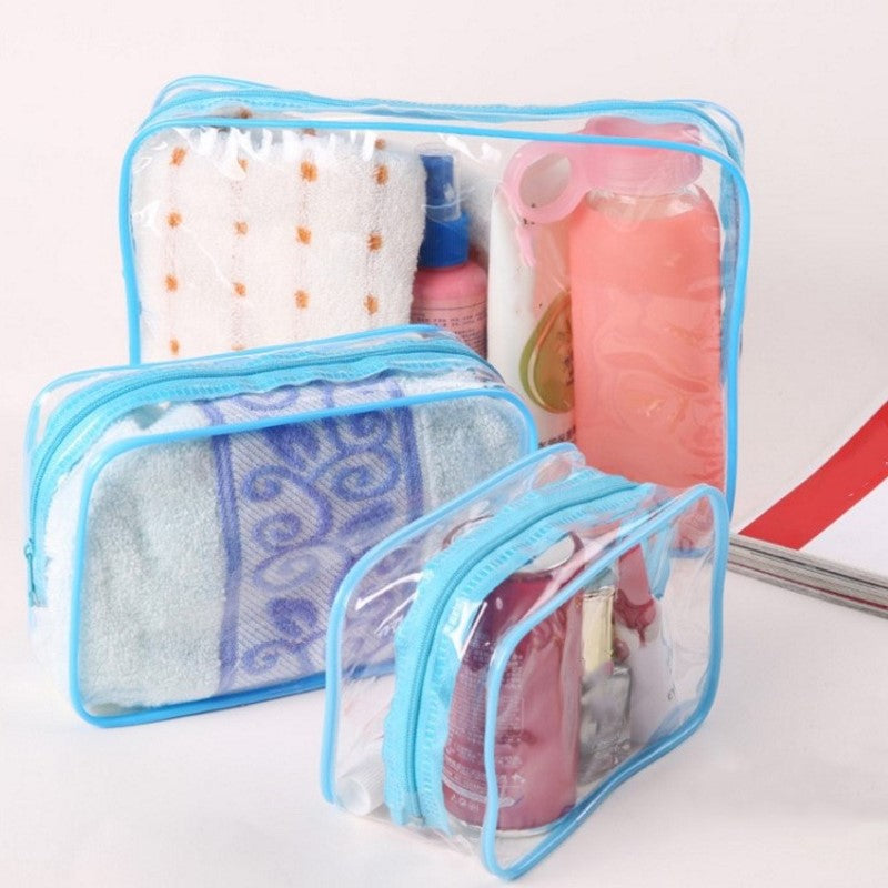 3Pcs Clear Toiletry Bags Waterproof Travel Storage Bag