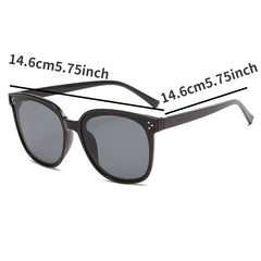 Square Sunglasses Rivet Decor Mirror Lens UV400