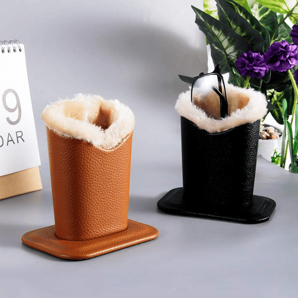 Plush Lined Eyeglasses Holder Anti-scratch PU Leather Sunglasses Stand