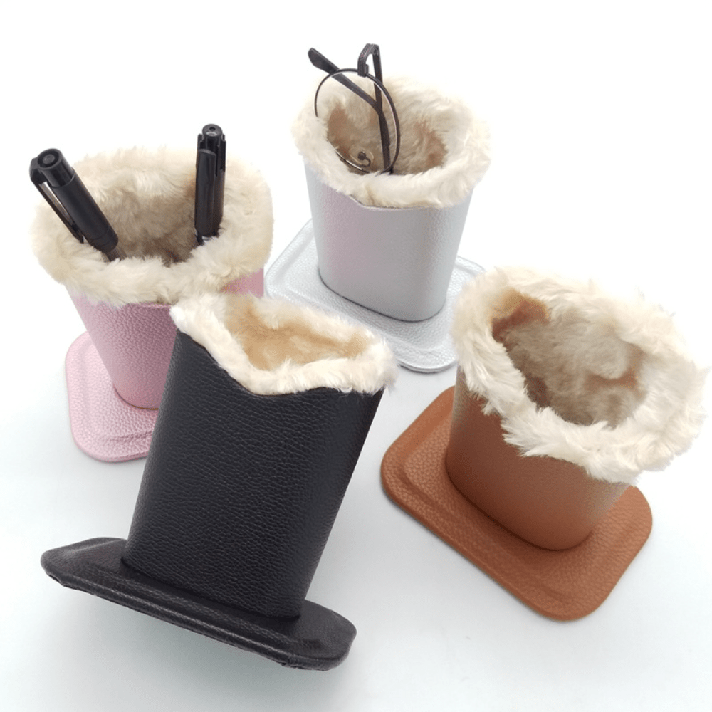 Plush Lined Eyeglasses Holder Anti-scratch PU Leather Sunglasses Stand