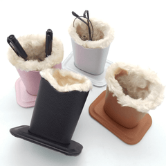 Plush Lined Eyeglasses Holder Anti-scratch PU Leather Sunglasses Stand