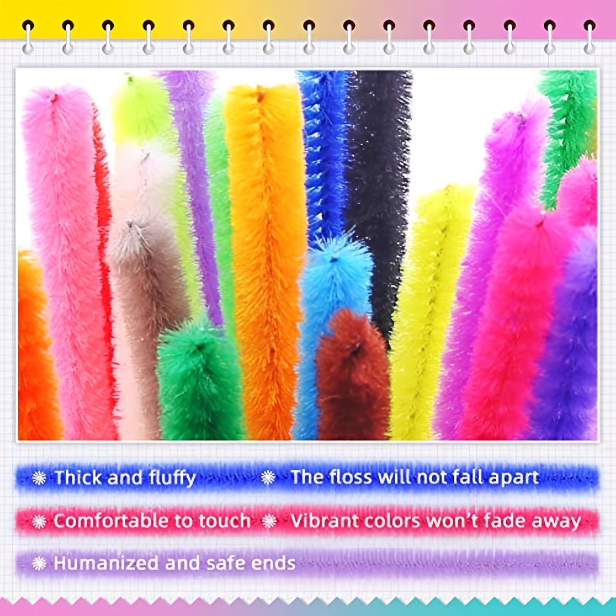 Pipe Cleaners Craft Chenille Stems 100pcs Assorted Colors 6mm X 12in