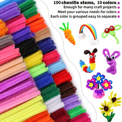 Pipe Cleaners Craft Chenille Stems 100pcs Assorted Colors 6mm X 12in