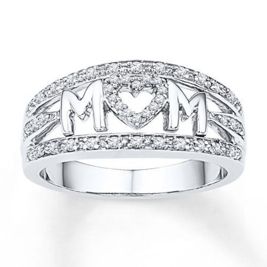 Silver Plated Zircon Ring for Mother