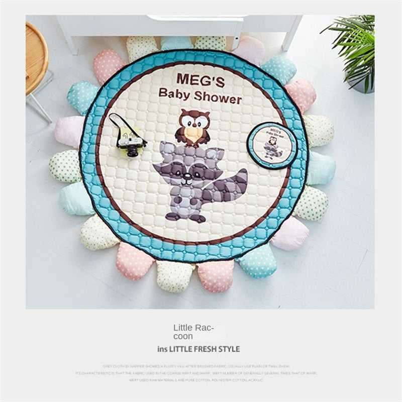 Thickened Sunflower Crawl Pad for Baby Home - Round Game Carpet