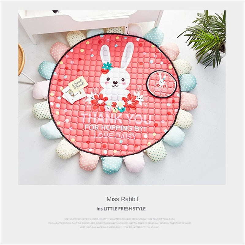 Thickened Sunflower Crawl Pad for Baby Home - Round Game Carpet