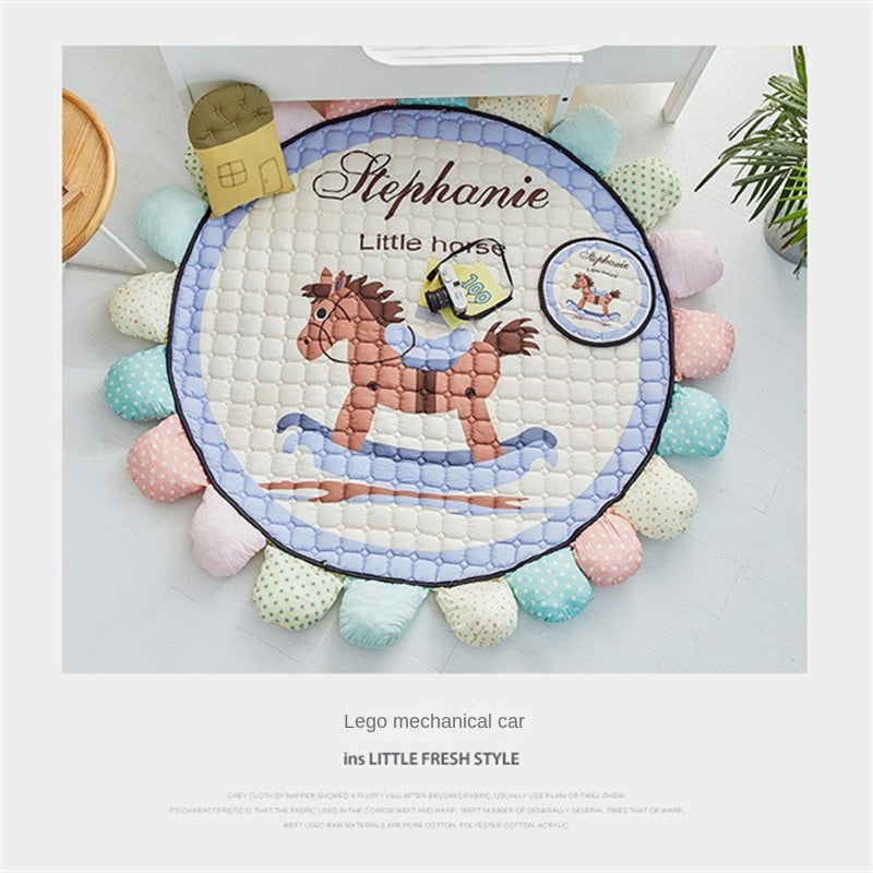 Thickened Sunflower Crawl Pad for Baby Home - Round Game Carpet