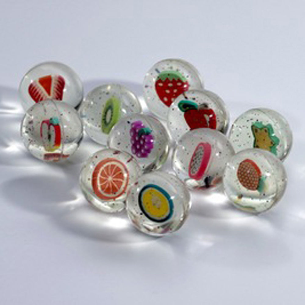 25mm Funny Floating Jumping Balls Clear Rubber Fruits Bouncing Balls
